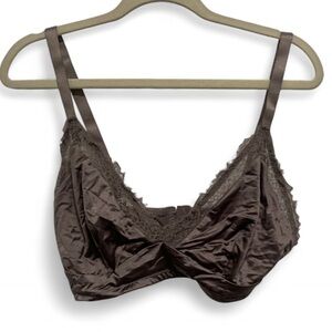 Auden Gray Satin Unlined Bralette Size XXL